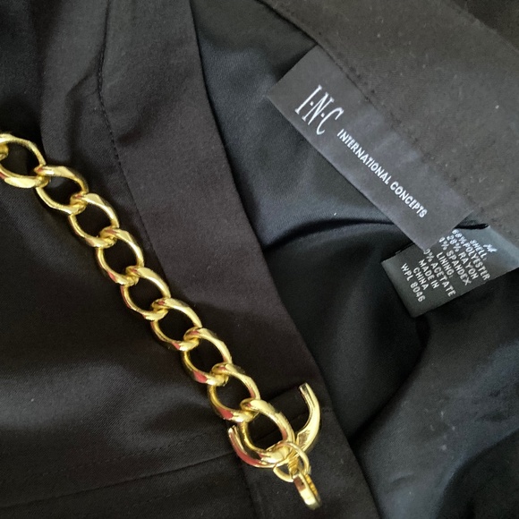 BLACK Mini Skirt with Gold Chain Accent - Picture 4 of 7